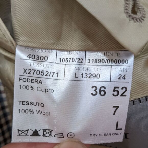 LIKE NEW CANALI Italy Men's 100% Wool Plaid Check Brown Two Button Blazer Sz 52L - Picture 12 of 13